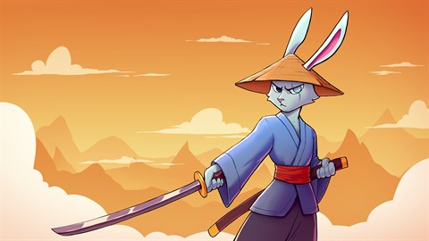 Rabbit Samurai 遊戲主視覺圖,展現了可愛的兔子武士與色彩繽紛的背景