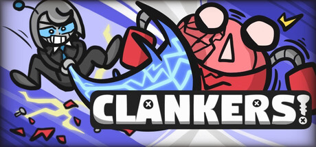 Clankers! 遊戲主視覺圖,展示了多種機器人敵人與戰鬥場景。