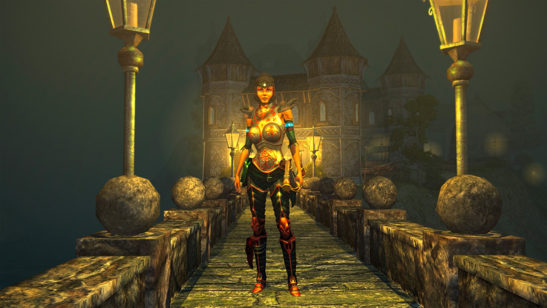 遊戲中的沙漠場景，巨大的骸骨點綴著荒涼的景觀。