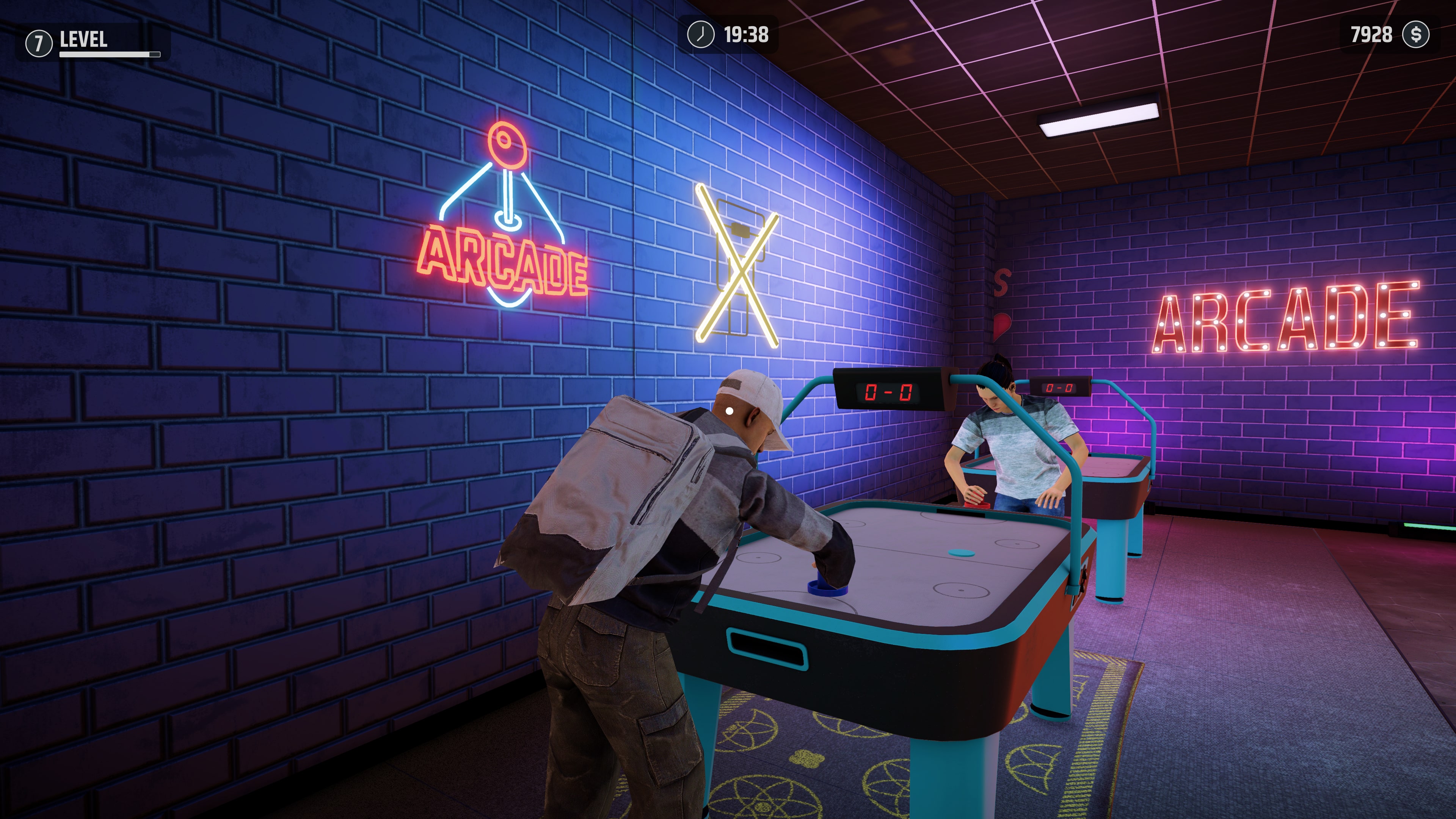 霓虹燈光營造出濃厚的街機氛圍