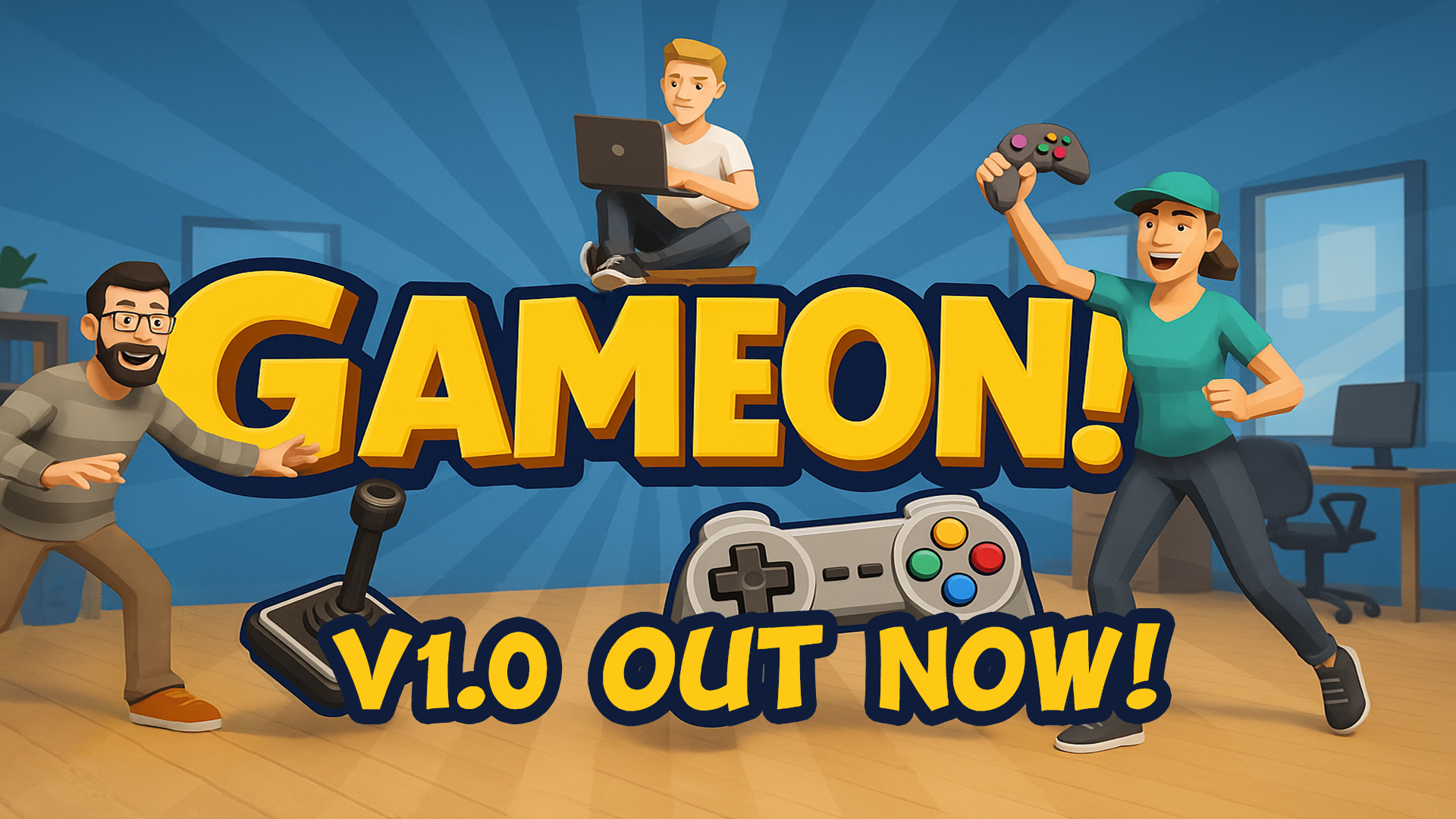 GameOn! 1.0 正式版發布的宣傳圖。