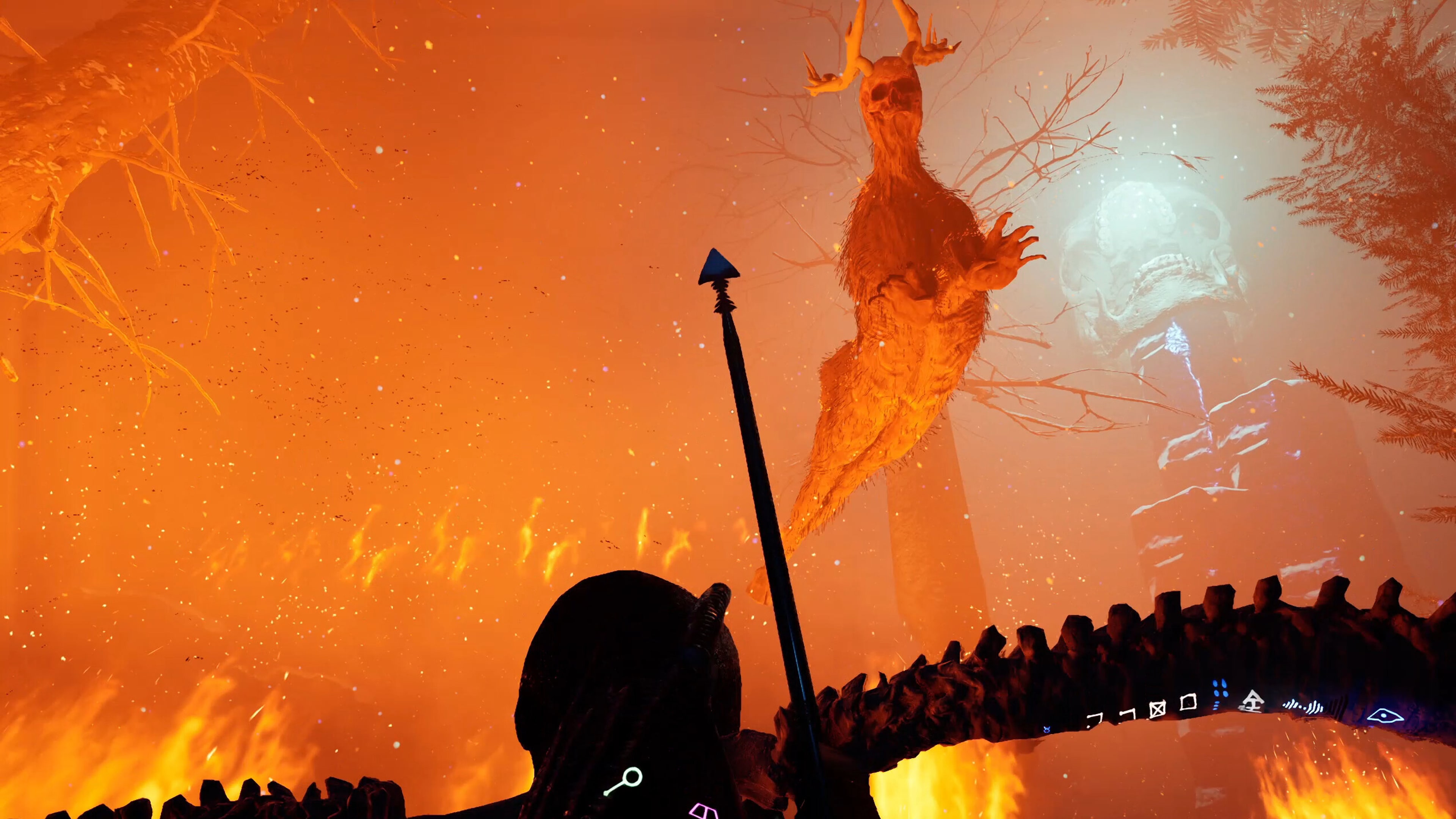 玩家在雪地場景中對抗怪物