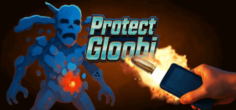 PROTECT GLOOBI 遊戲主視覺圖，展示了獨特的太空科幻風格