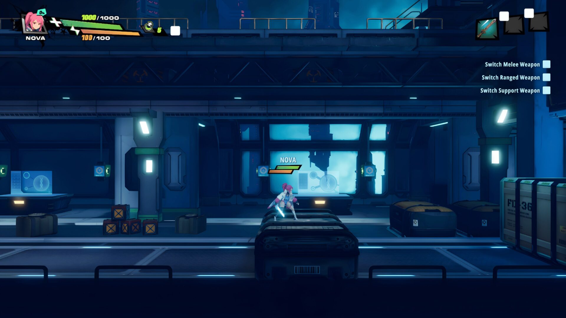 充滿霓虹與科技感的戰鬥場景