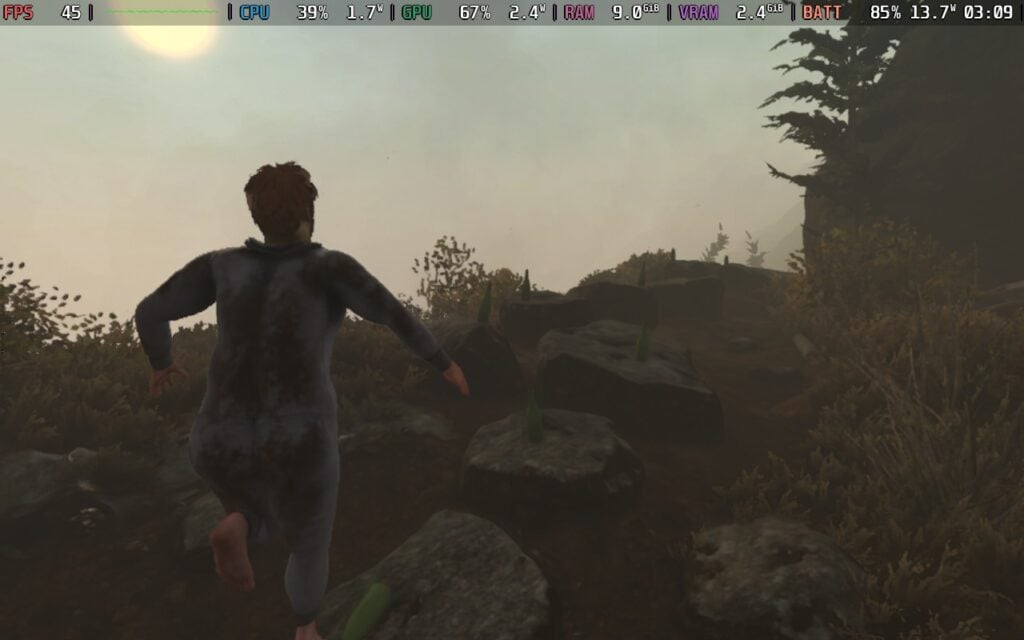 主角奈特在山間行走的畫面