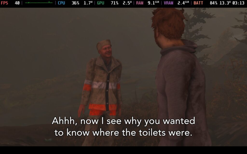 奈特與遊戲中的其他角色對話