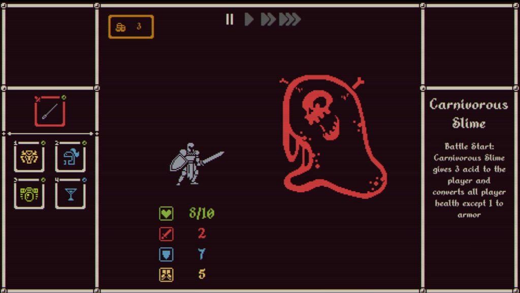 在像素風格的地圖上探索，尋找強化自身的方法。