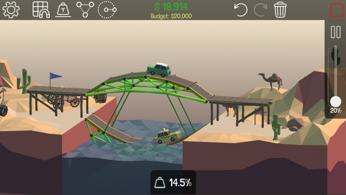 遊戲中一輛車成功通過跳台的畫面