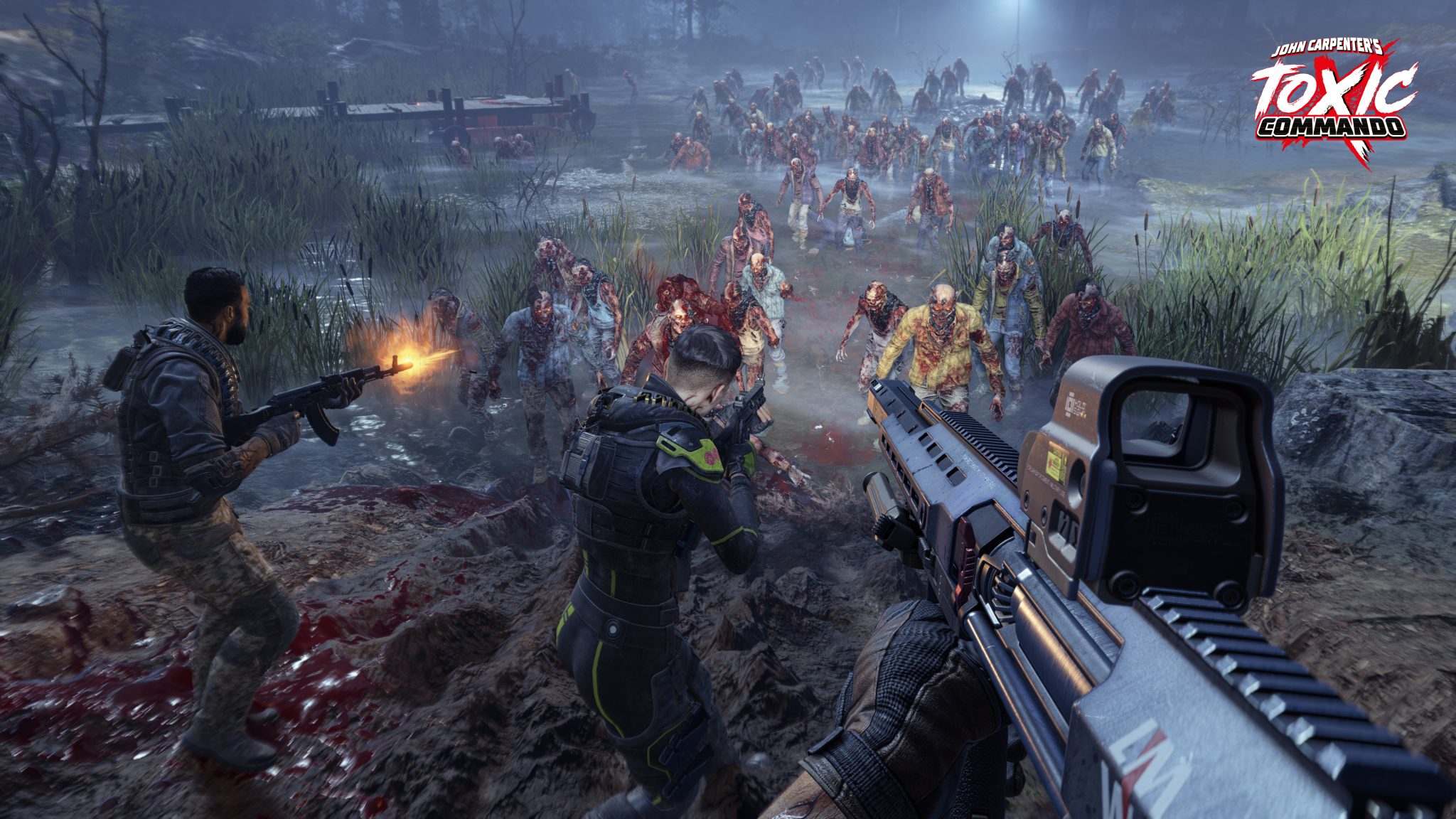 玩家們在廢棄的場景中並肩作戰