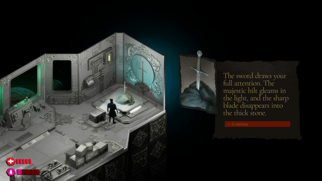 主角在太空船中發現王者之劍