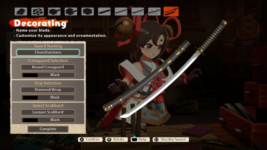 精細的武器鍛造小遊戲介面