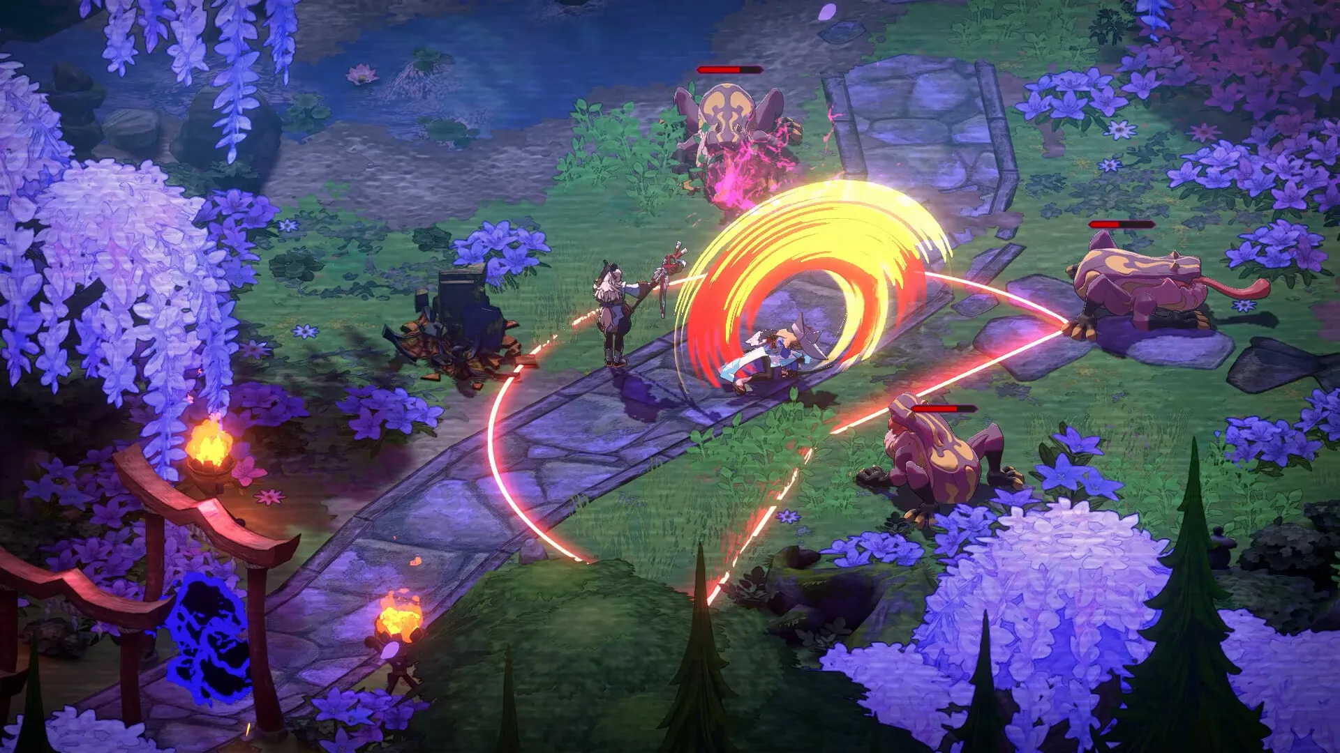 與巨大的青蛙敵人進行戰鬥