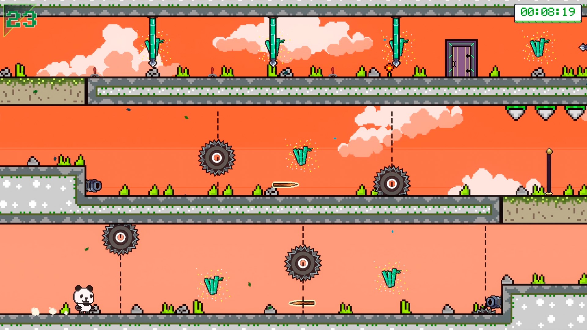 充滿綠意與機關的森林關卡，展現遊戲多樣化的環境設計。