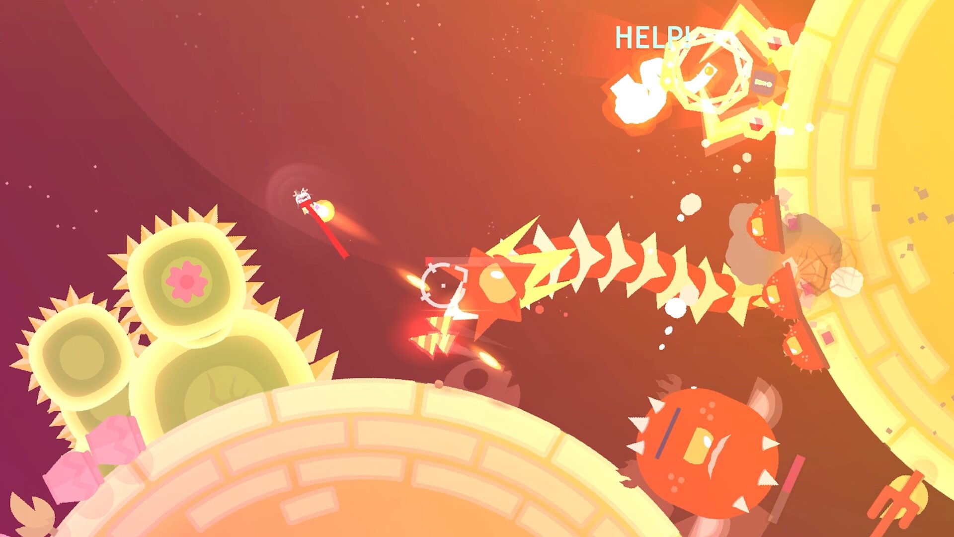 展示遊戲中激烈的戰鬥場景,玩家利用反作用力在空中移動並攻擊敵人。