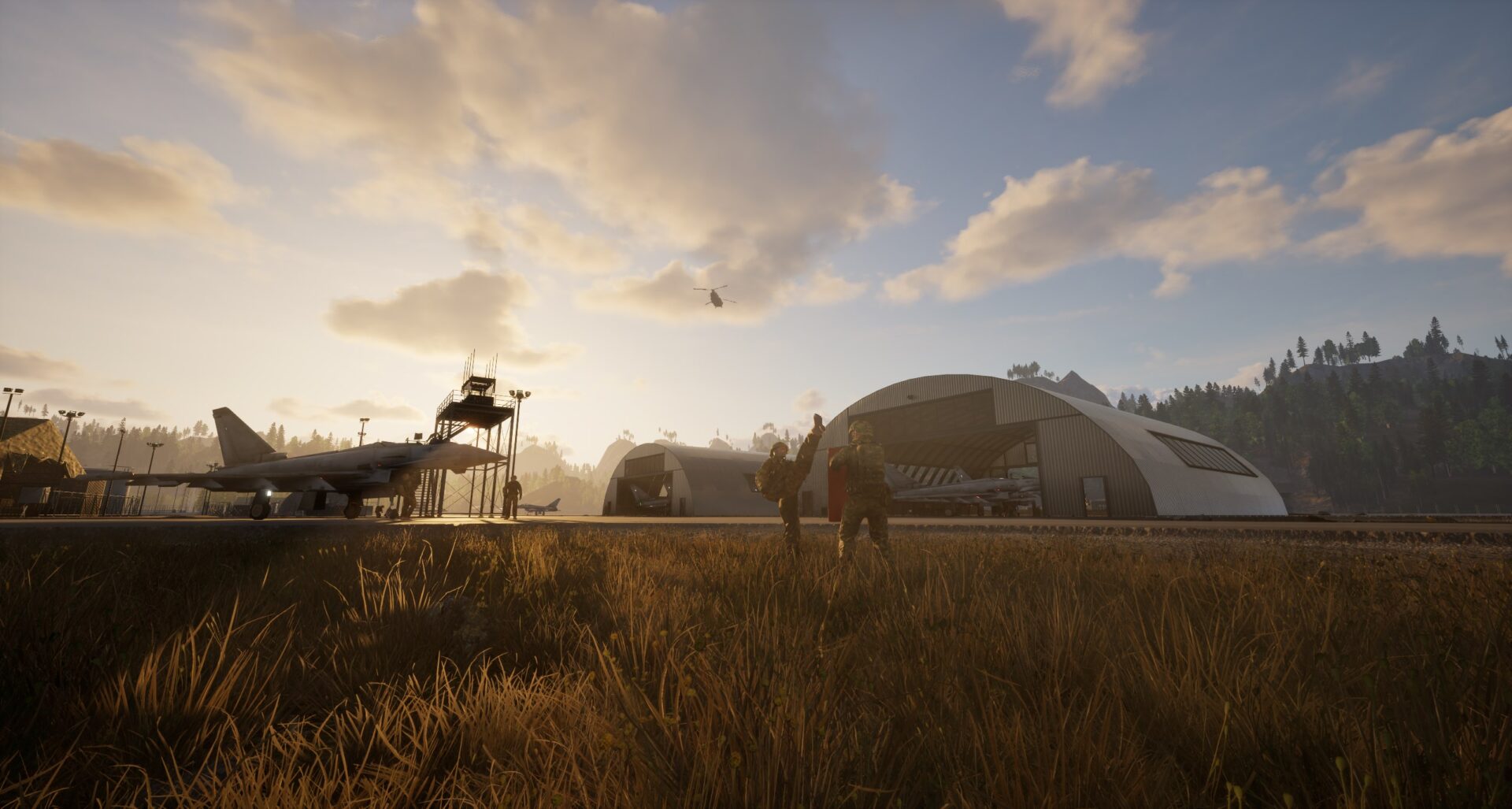 在航空母艦甲板上進行緊張的夜間作業