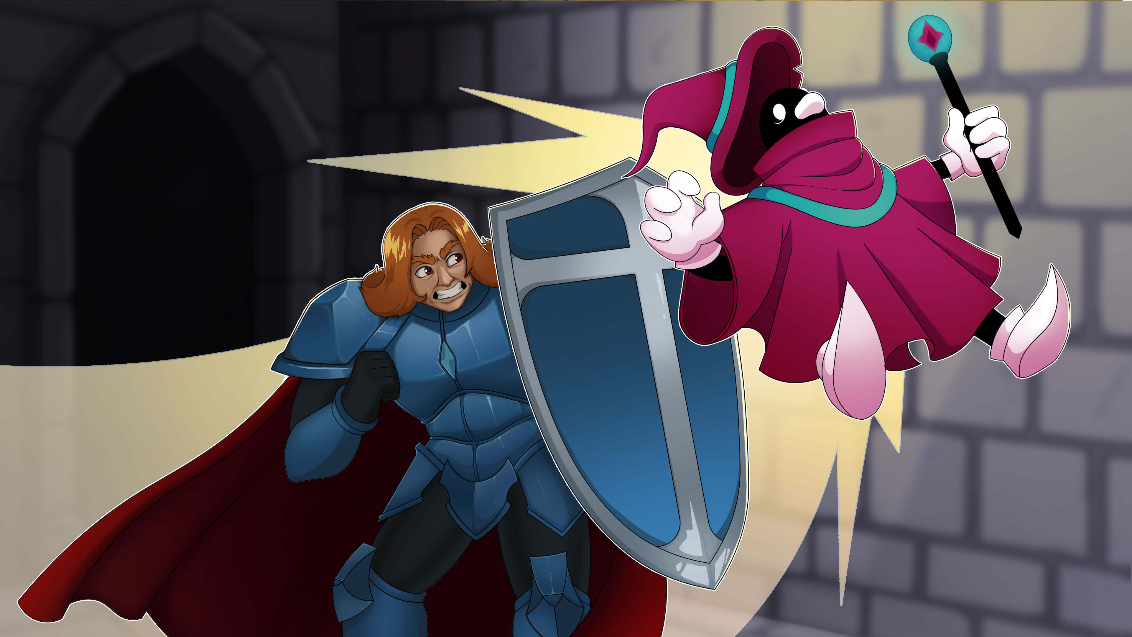 Sanctum Push 遊戲主視覺圖,展現像素風格的聖騎士冒險