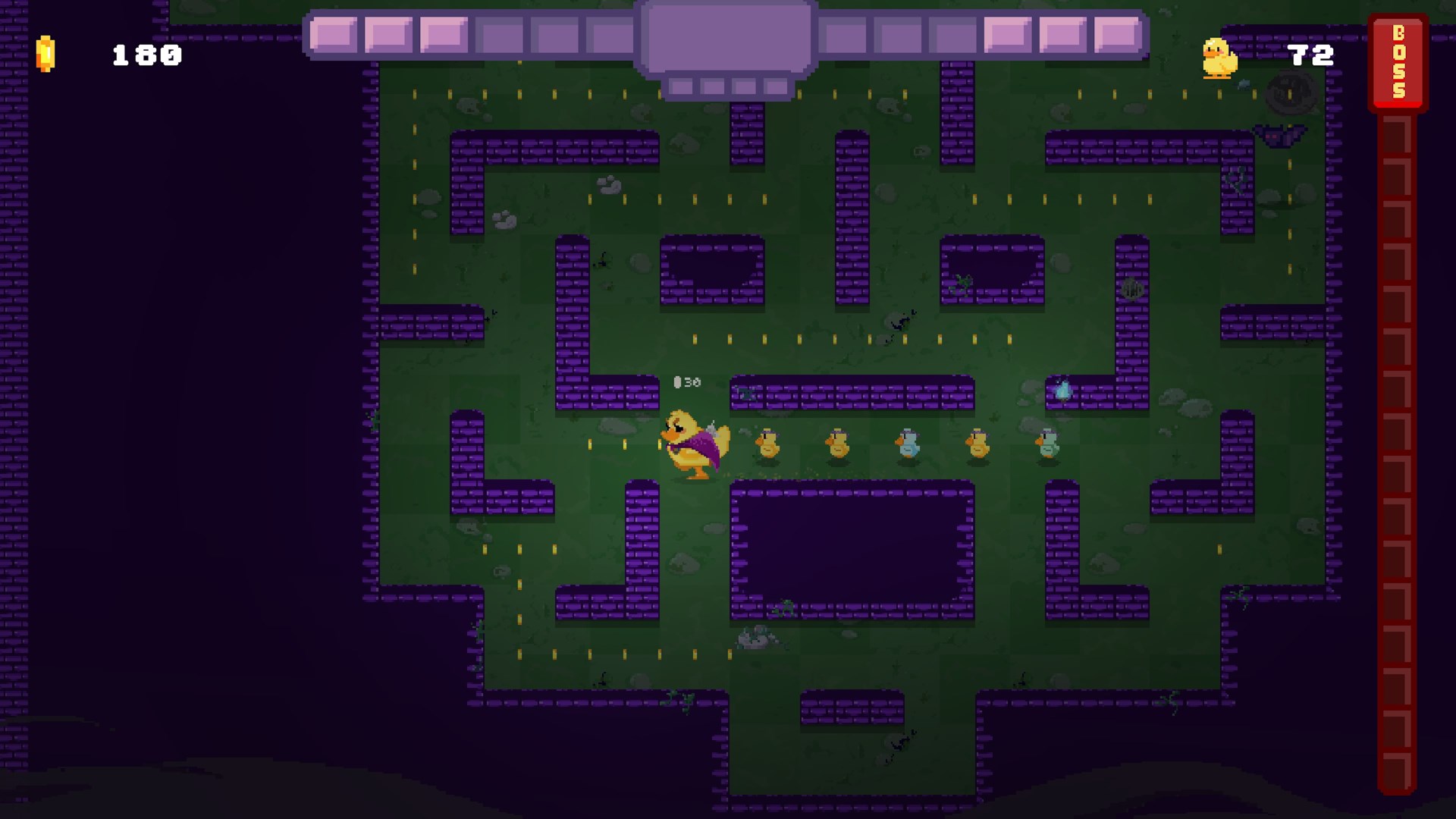 鴨媽媽對抗巨大的骷髏頭目