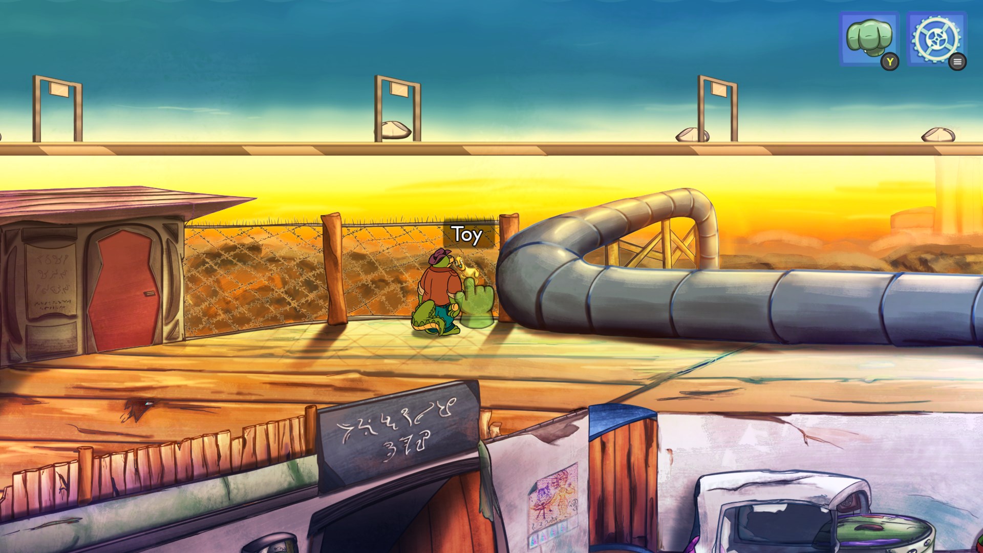 BROK 遊戲實機畫面，展示格鬥與對話場景