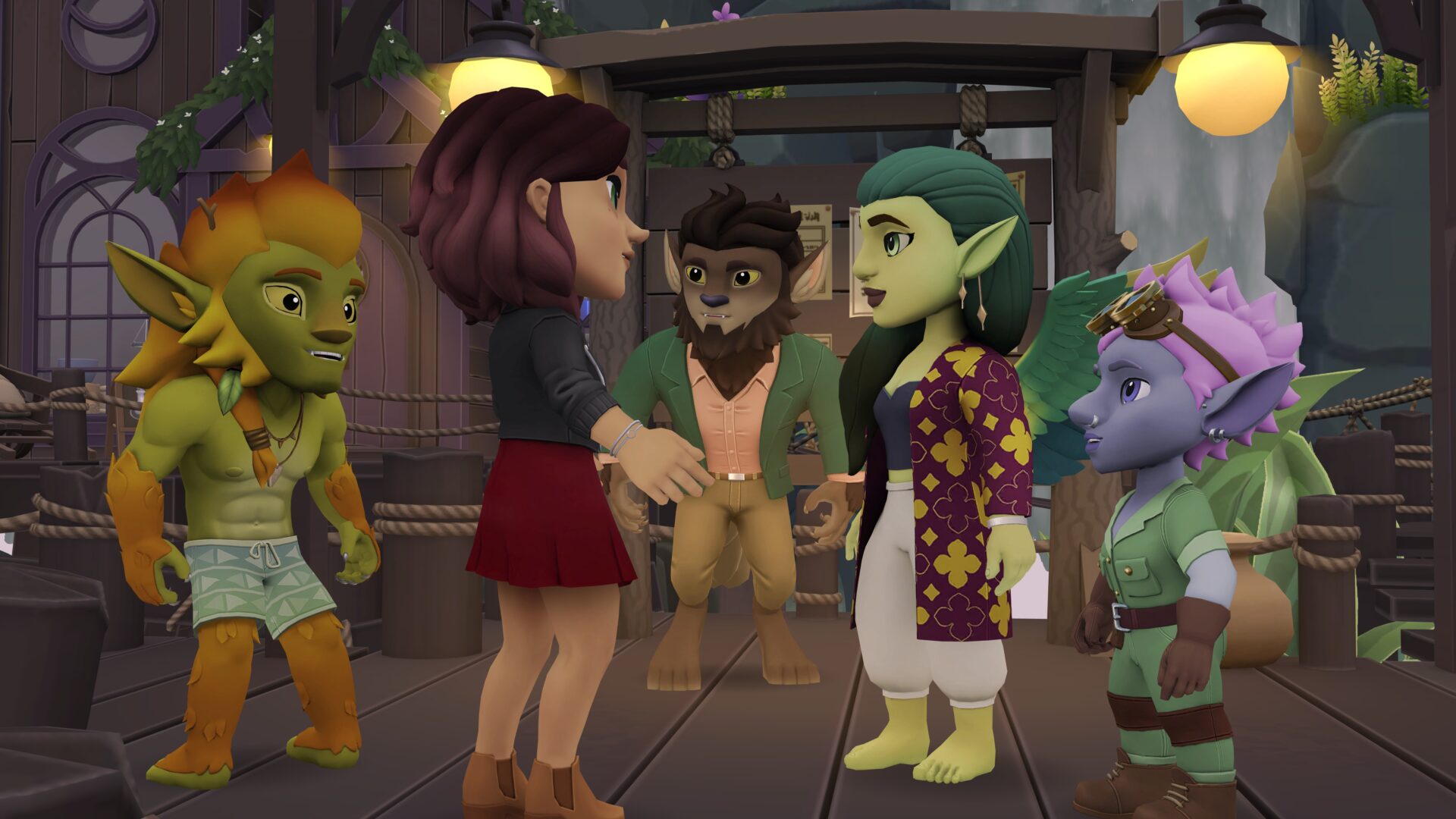 塔拉與各具特色的魔法生物與角色進行對話