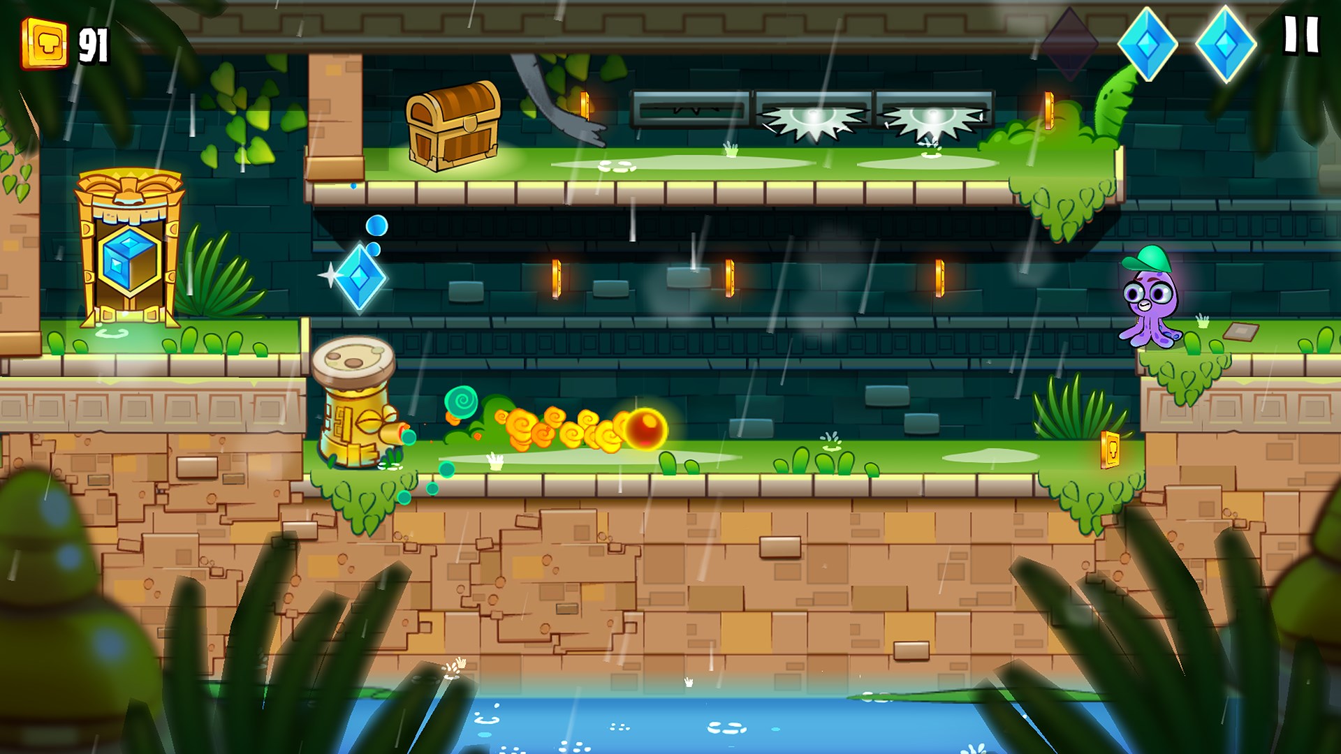 章魚主角在冰天雪地的關卡中。