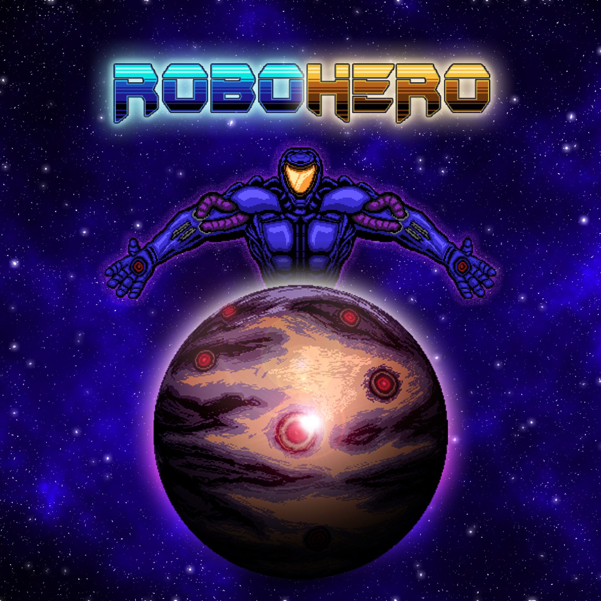 RoboHero 的遊戲封面圖，簡潔有力的設計