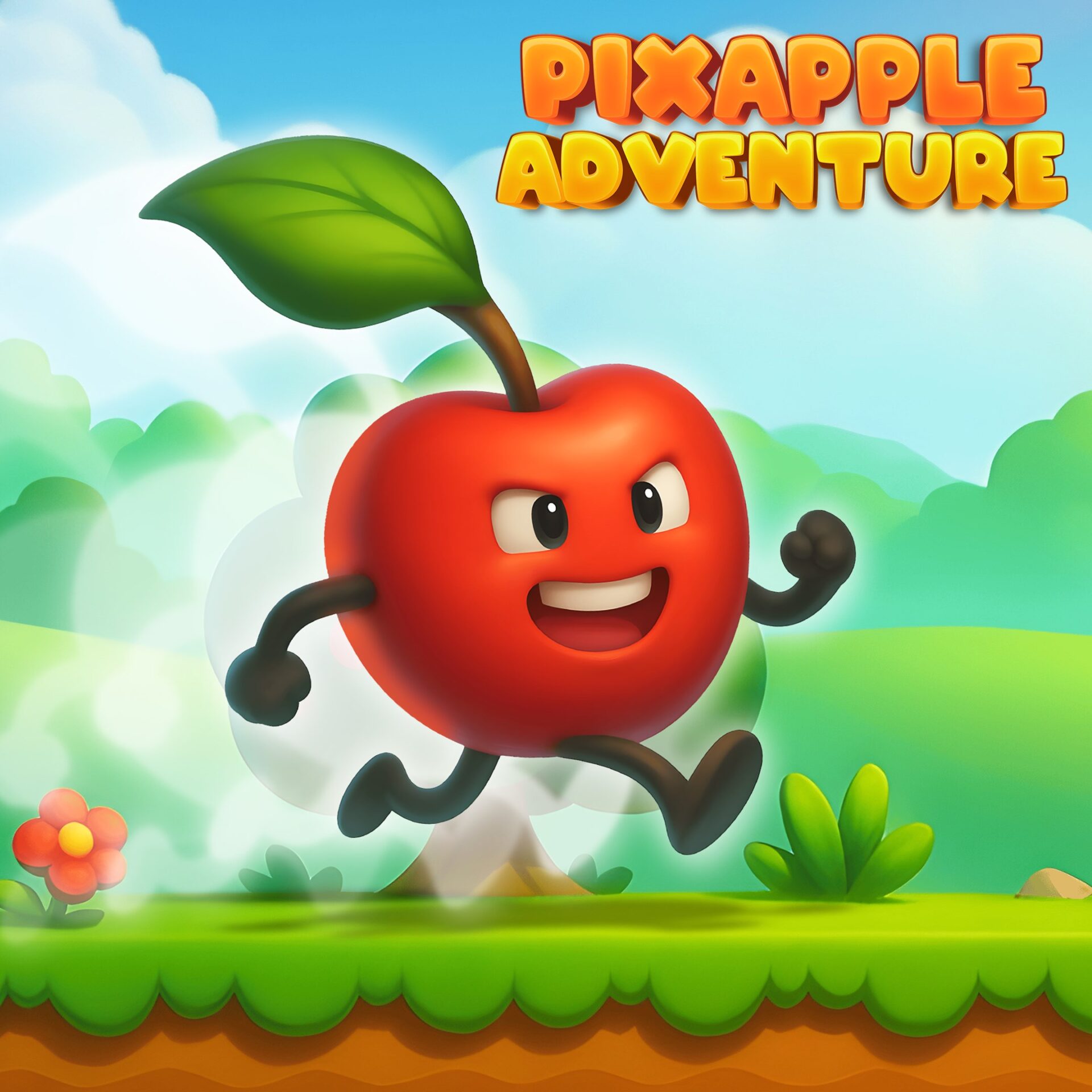 Pixapple Adventure 遊戲封面圖，展現了可愛的角色設計。