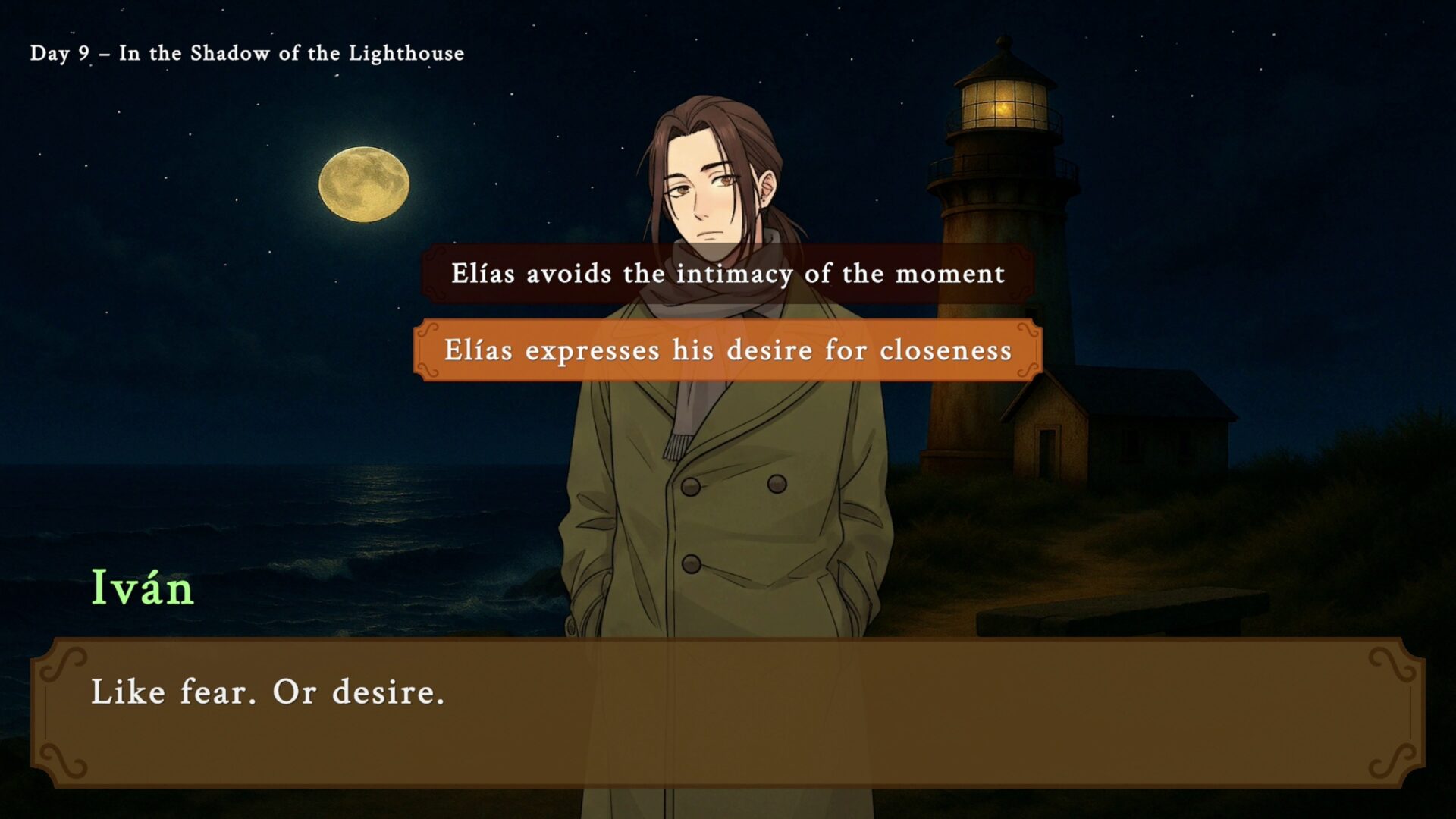 主角與一位年長角色的對話場景