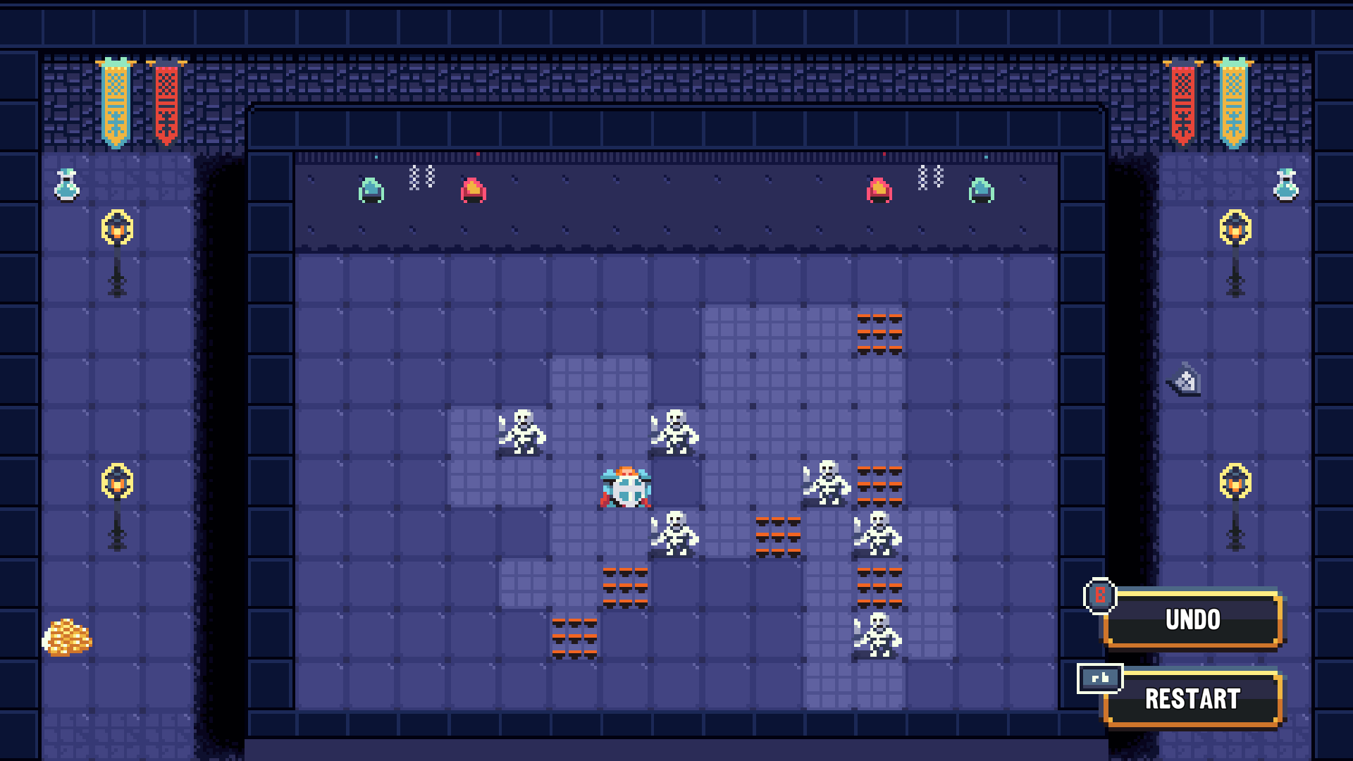 遊戲關卡後期畫面,充滿挑戰性。