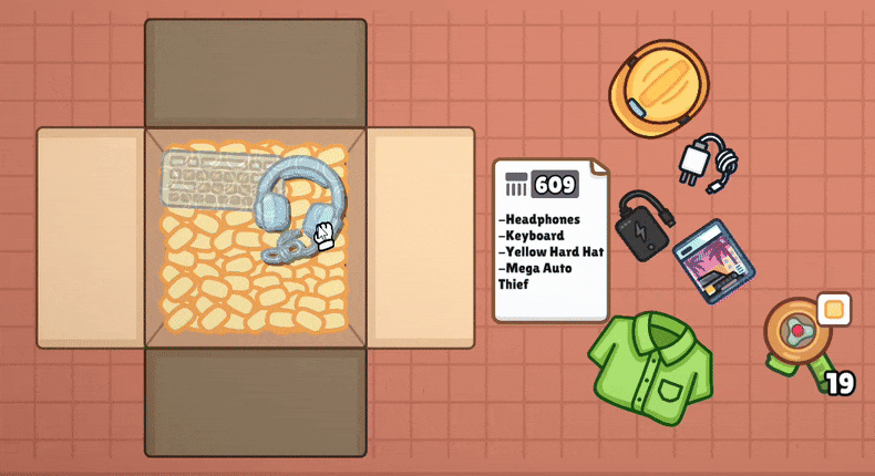 將物品放入箱中的動態過程