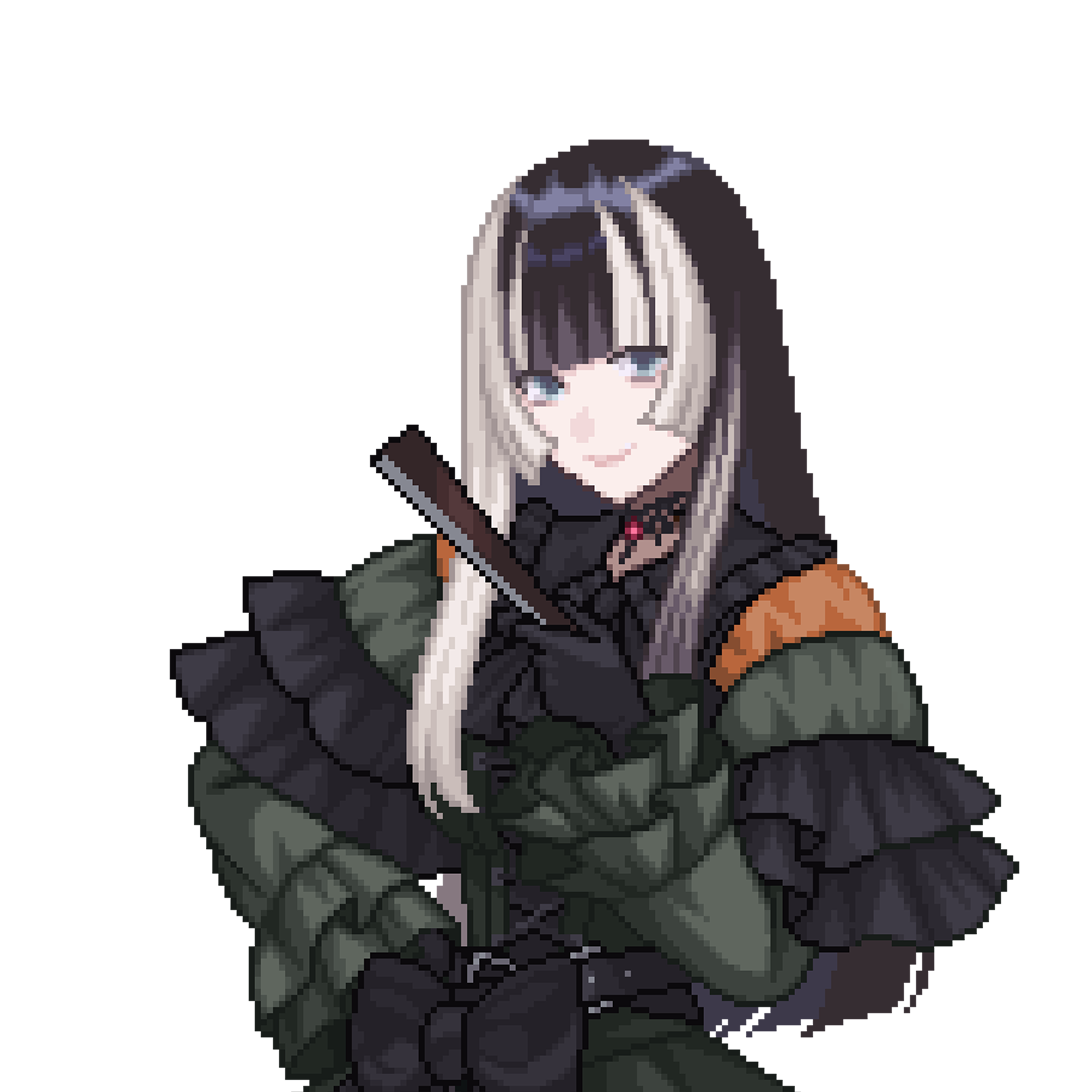 遊戲主角儒烏風亭螺鈿的像素角色