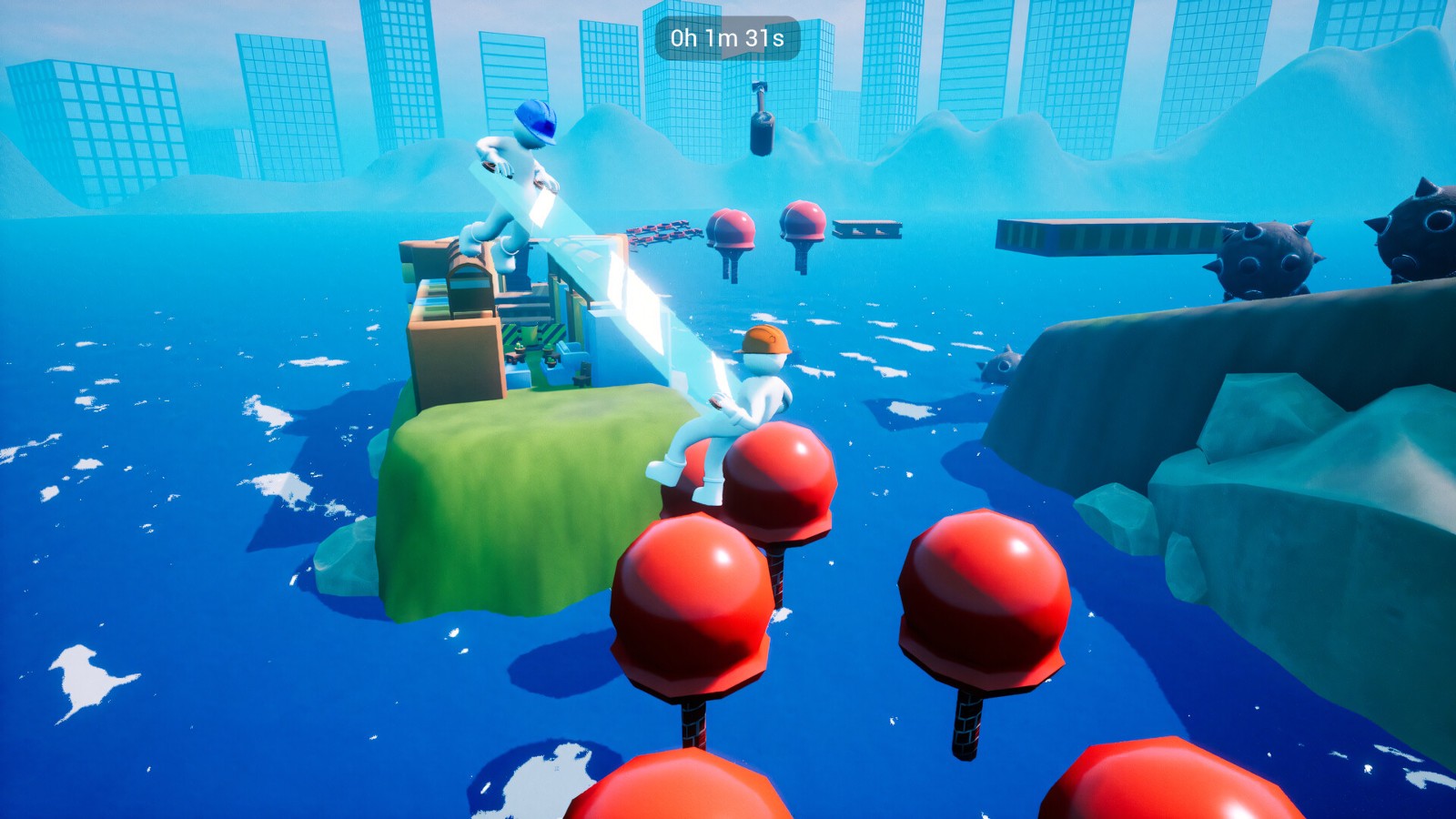 兩人同心協力搬運玻璃