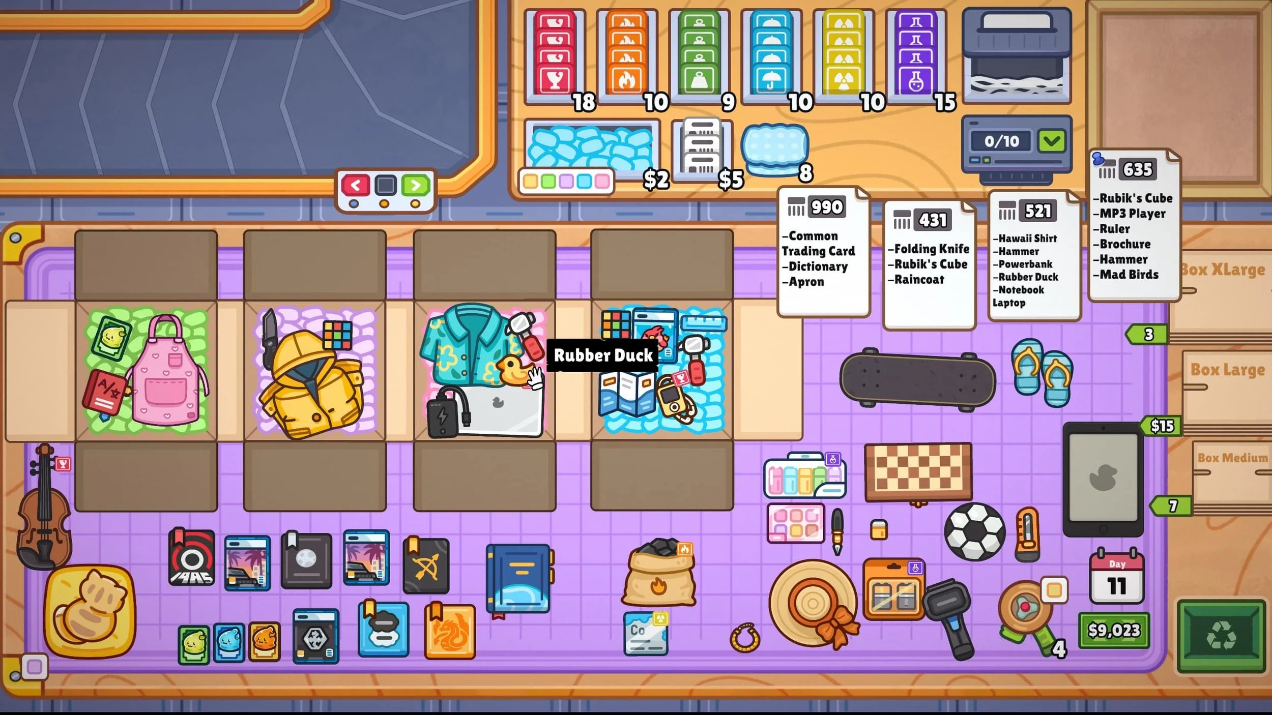 打開箱子準備放入物品