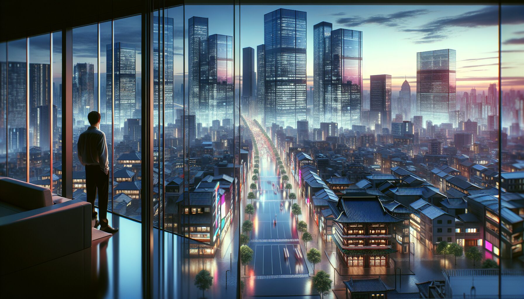 北京現代都市寫字樓夜色