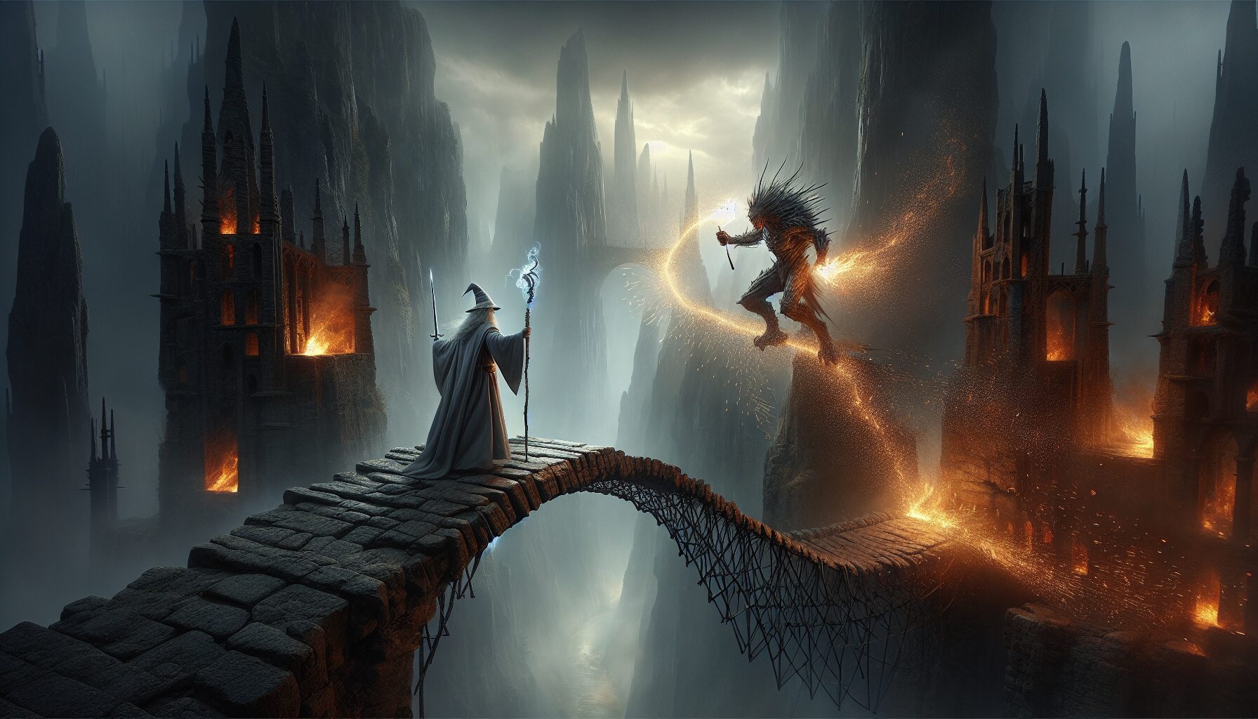 摩瑞亞大橋上甘道夫阻擋炎魔的經典對決場景