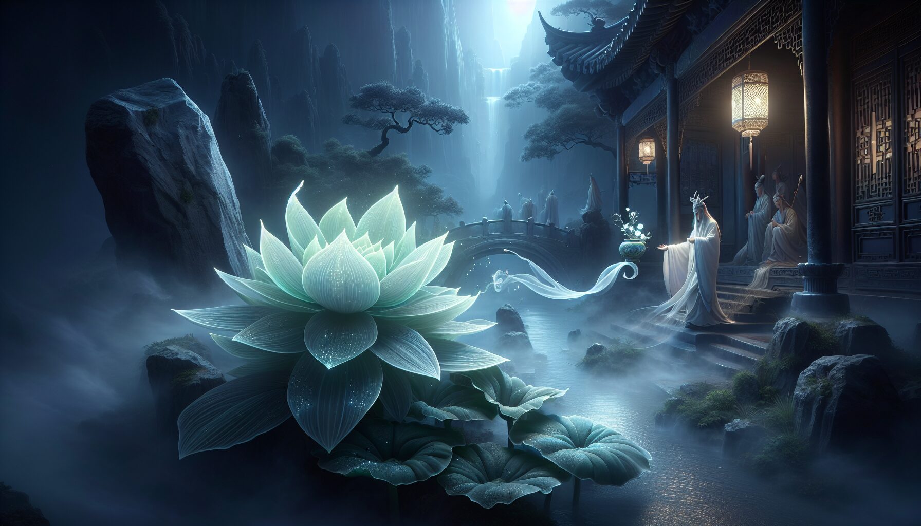 紅樓夢林黛玉人物畫像，體現淒美神話宿命