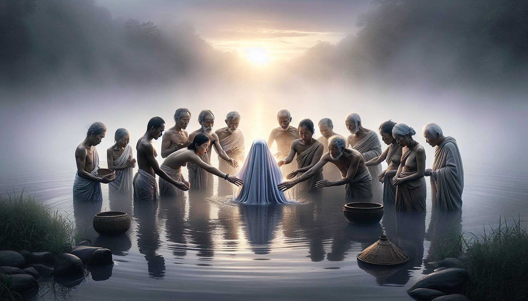 撈屍人團隊齊心協力於長江作業,呈現溫馨合作場景。