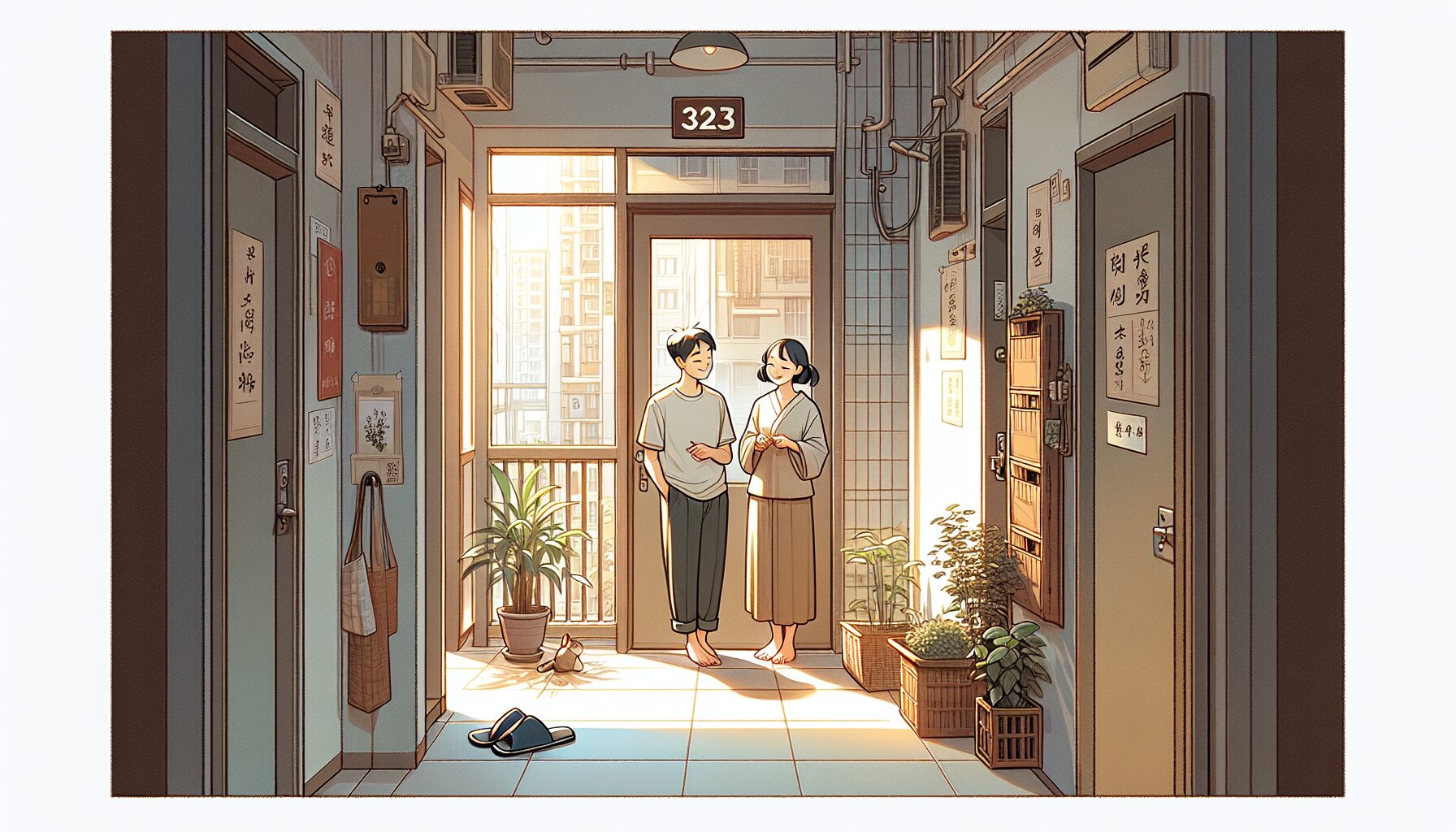 鄰居日常插畫 描繪溫情中淡氣氛