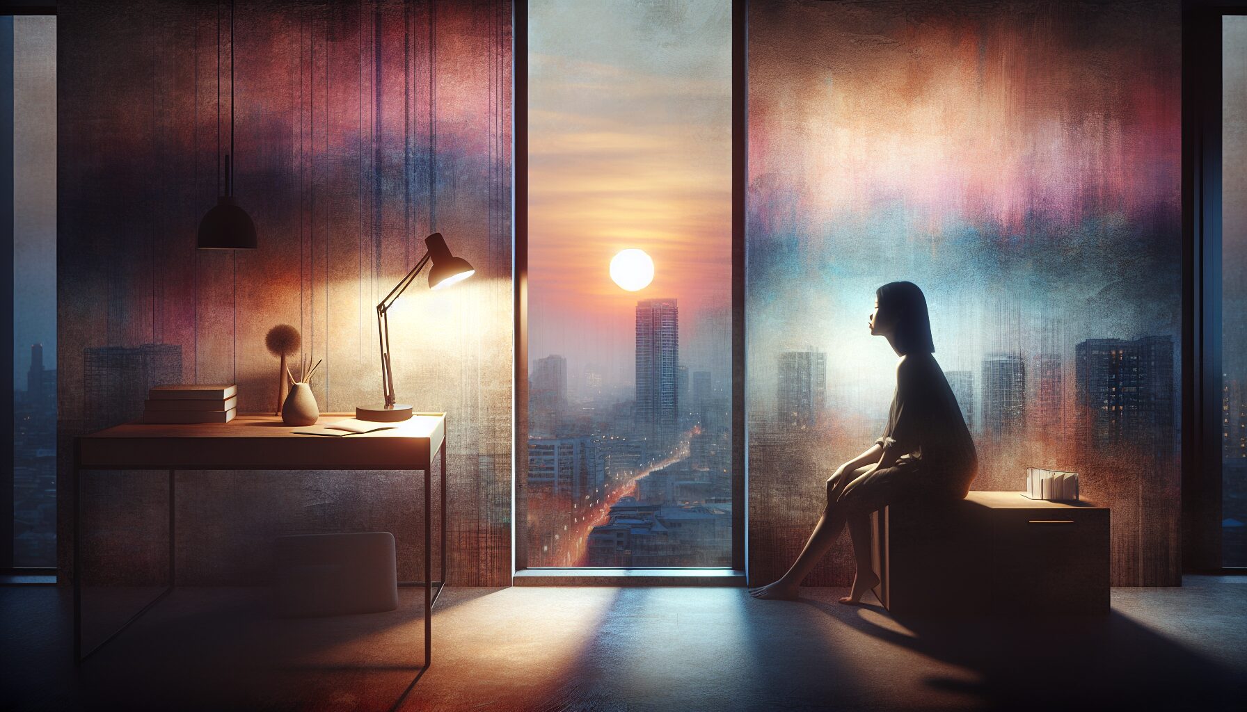 溫柔光線下的安靜都市一隅