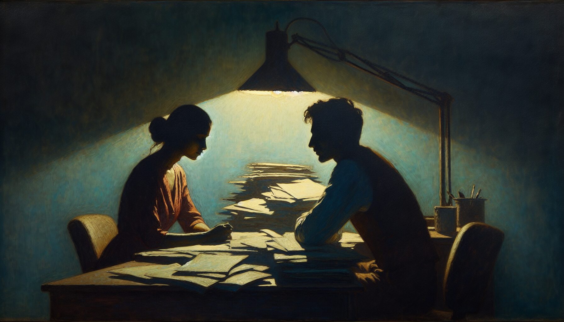 小說《默讀》黑暗與光明交織的插畫