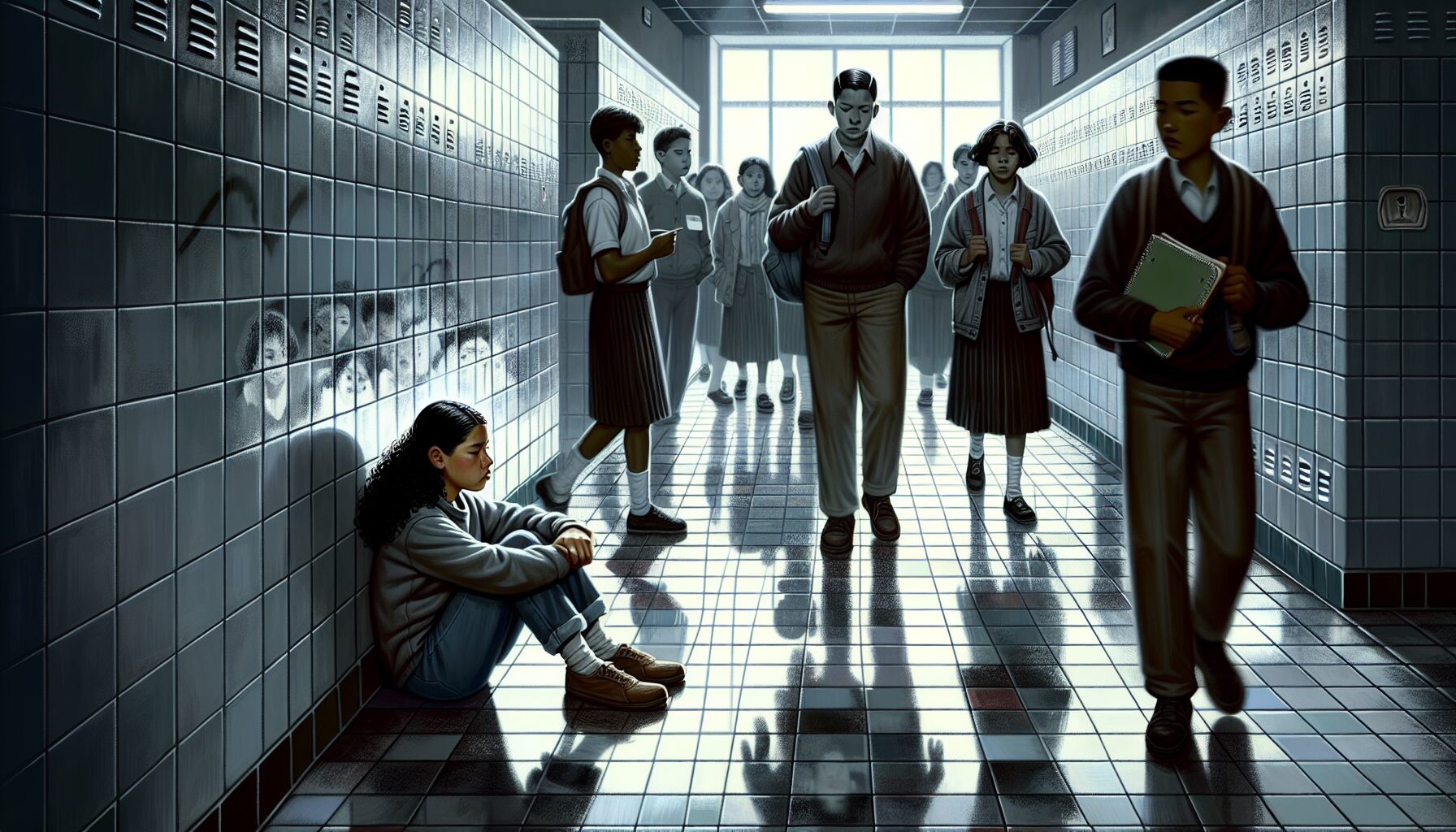 《悲傷逆流成河》小說內頁插圖,彰顯青春的壓抑氛圍