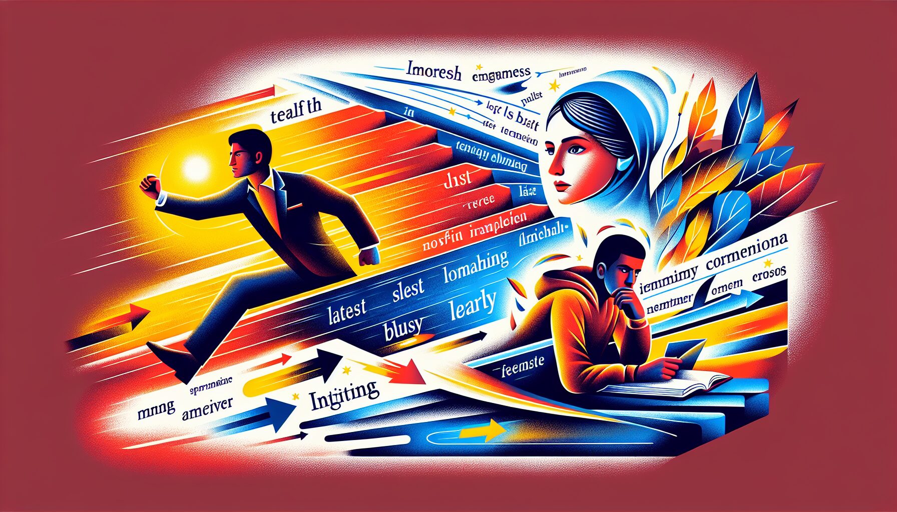 go 組合片語創意示例插圖（go on, go off, go through 等）