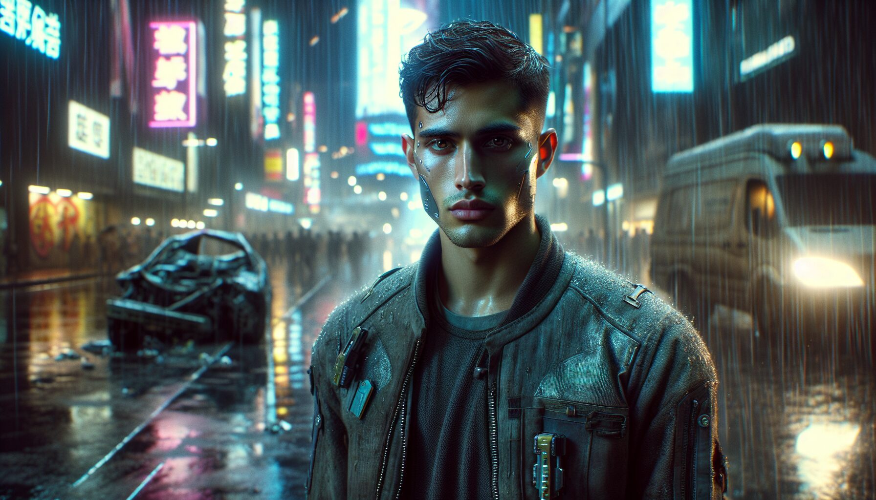 大衛與露西在夜城的經典場景，展現劇集獨有的賽博龐克氛圍