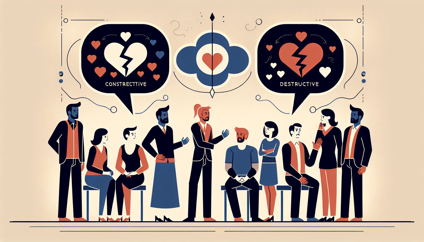 家庭尋求精神醫療的掙扎情境插畫