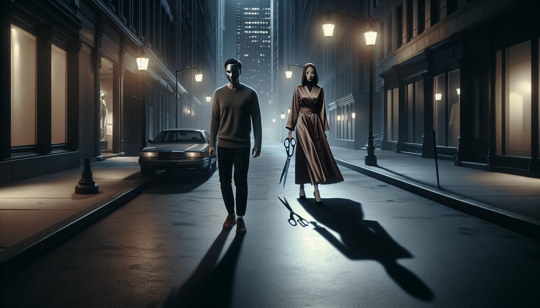 都市黃昏時分的空曠街道,象徵裂口女出沒的經典場景