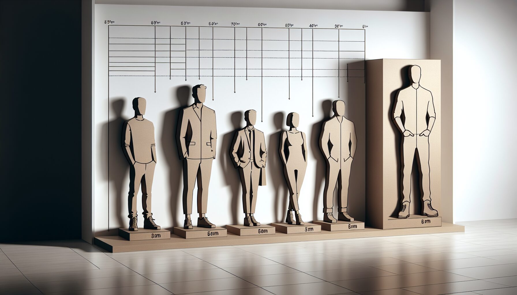 各式立牌從等身到桌面型尺寸設置範例