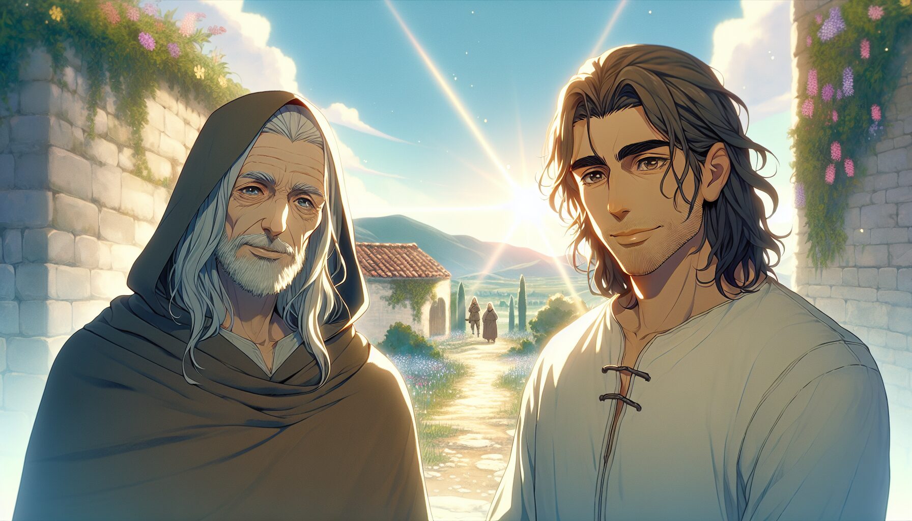 欣梅爾溫柔地與芙莉蓮對話,回憶與現實交錯的畫面