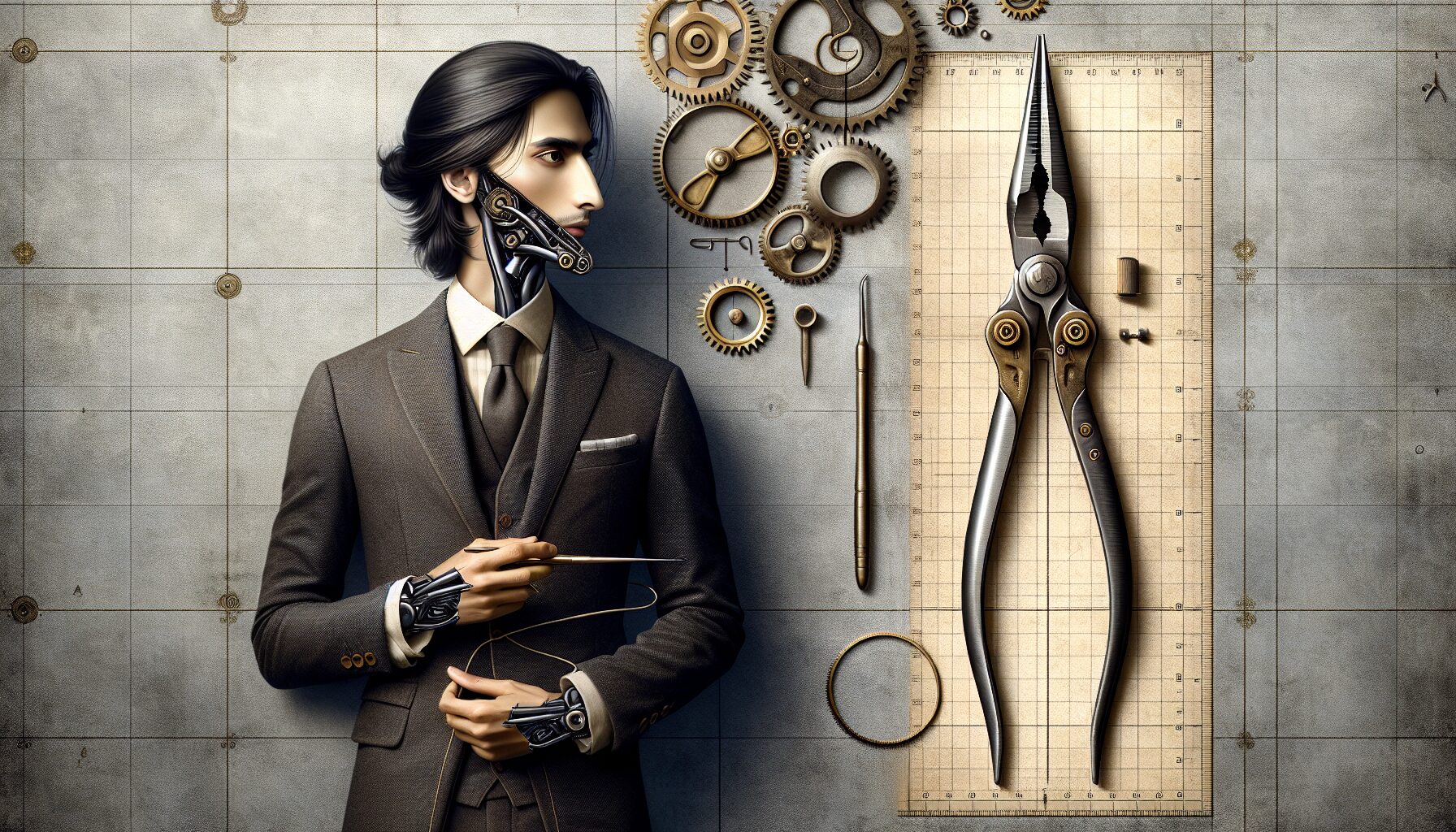 尖嘴鉗擬人化角色設計與蒸汽龐克風插畫