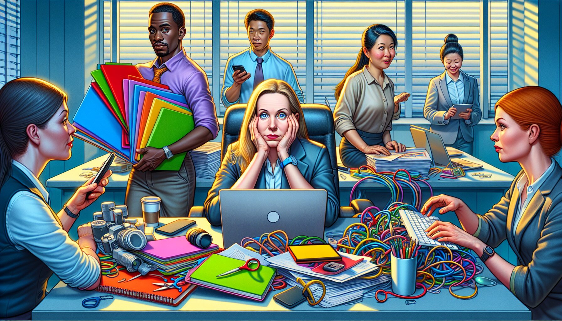 科技公司職場尸位素餐角色的漫畫示意