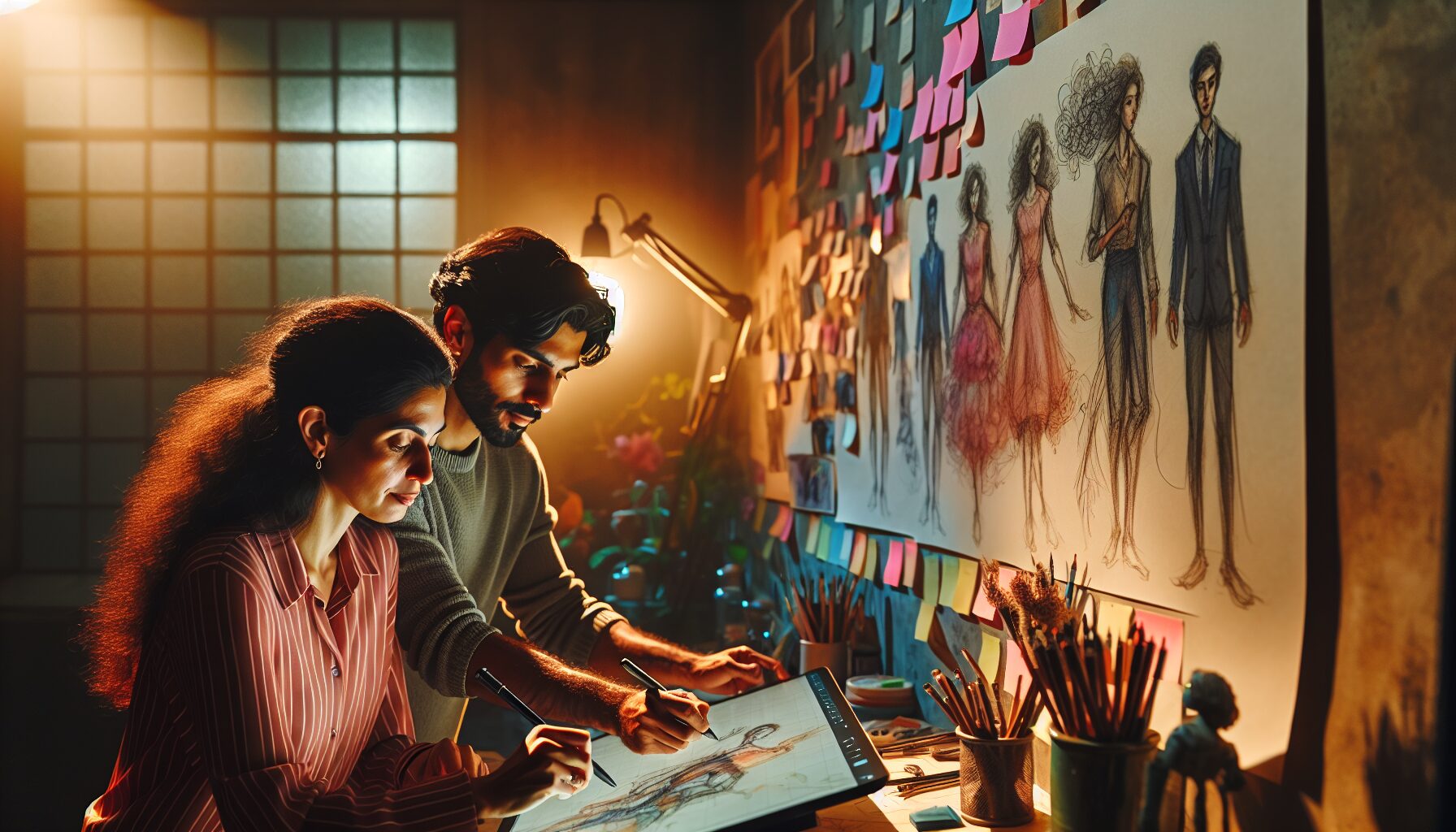 赤坂明與橫槍萌果現場合影,兩位創作者笑容可掬