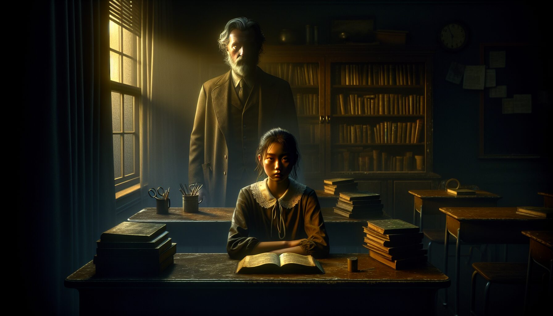 書中描寫補習班權力結構與知識壓迫場景插圖